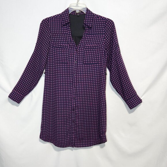 Express Printed Pattern Shirt Dress with Sash Size S - Picture 4 of 15